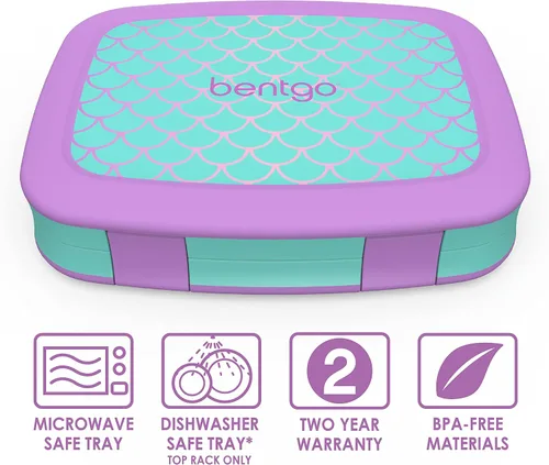 Vista 6 de Bentgo Juego de bolsas de almuerzo aisladas con estampado de lonchera estilo Bento, para niños (escamas de sirena)