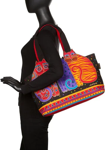 Vista 5 de Feline Friends Cats - Bolso grande con hombros recortados, color negro, Negro -, Bolso