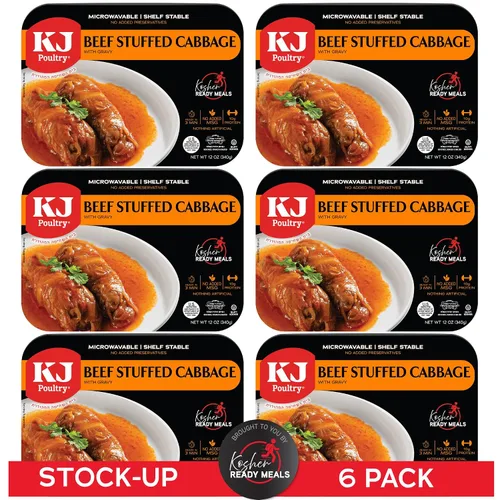 Vista 11 de KJ Poultry Kosher Ready Meals – Rollos de col rellenos de ternera, comidas de carne MRE listas para comer, sin gluten (paquete de 1) preparado