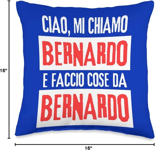 Vista 4 de Bernardo Idea Regalo Personalizzata con Nome Ciao Sono Faccio Cose Da Bernardo Personalizzato - Almohada personalizada, 16 x 16 pulgadas, multicolor