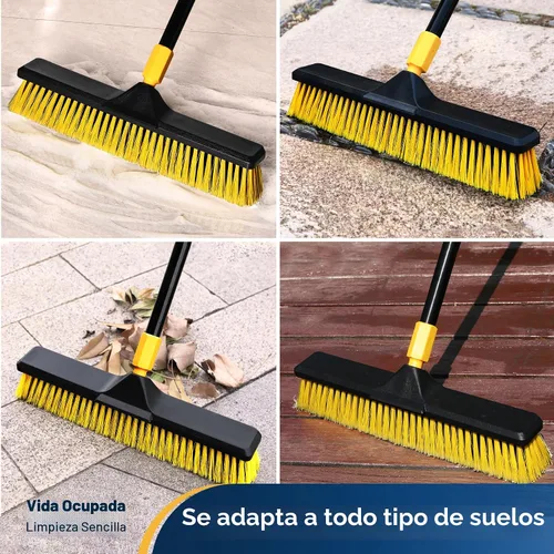 Vista 6 de Yocada Escoba de Empuje de 18 Pulgadas de Trabajo Pesado para Exteriores Escoba Comercial Cepillo de Escoba Cerdas Rígidas para Limpiar Patio Garaje