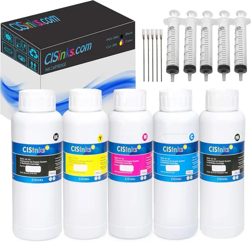 Vista 8 de Botella de tinta de repuesto negra de 16.9 fl oz compatible con PGI-280 / CLI-281 XL PIXMA TS9120 TS8120 TS8220 TS9520 TR8520 TR7520 TS6120 + kit