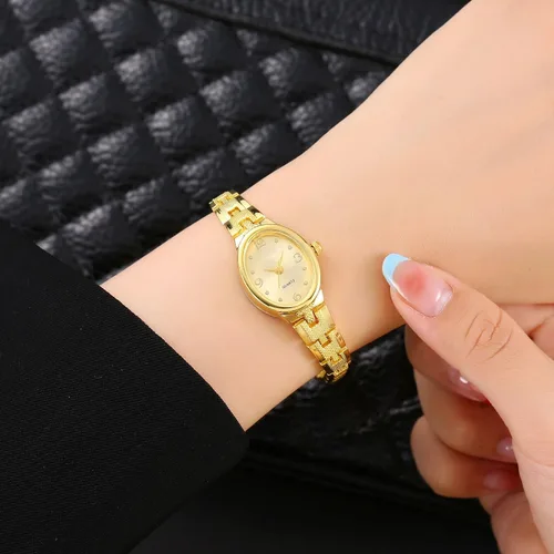 Vista 2 de Relojes de lujo para mujer con pequeña pulsera vintage elegante esfera ovalada reloj de cuarzo de moda
