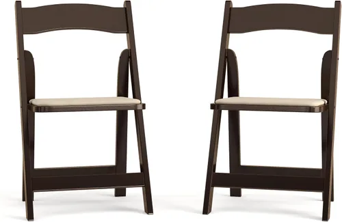 Vista 24 de HERCULES™ silla plegable de madera blanca, con asiento acolchado, Vidrio, Negro
