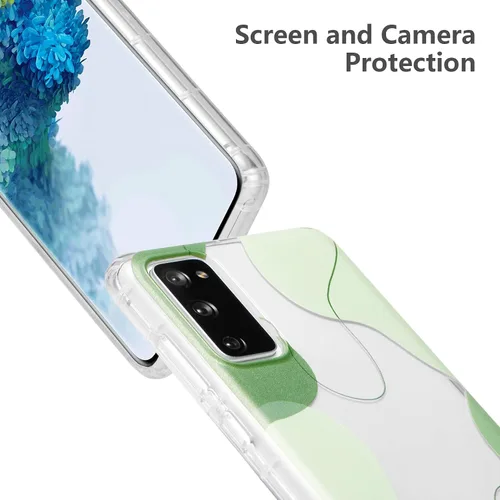 Vista 2 de DEFBSC Funda para Samsung Galaxy S20 FE, diseño artístico estético, color verde Claro suave lindo formado parachoques incorporado caja protectora