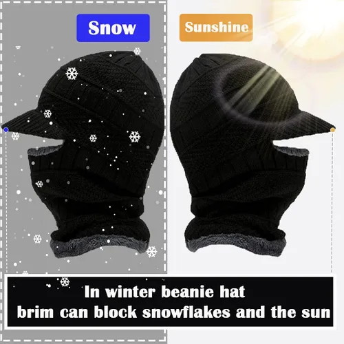 Vista 3 de T WILKER 2 piezas de gorro de punto de invierno para pasamontañas, sombrero de pasamontañas antideslizantes para pantalla táctil, conjunto