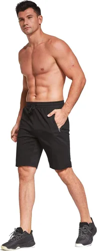 Vista 6 de Tansozer Pantalones cortos deportivos para hombre con bolsillos con cierre