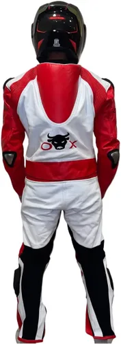 Vista 2 de Ox Traje de motocicleta totalmente protector de 2 piezas, chaqueta desmontable, 100% piel natural, L