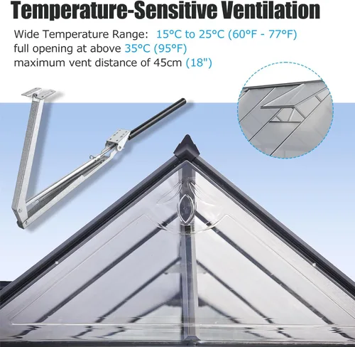Vista 2 de CHANGE MOORE Abridor de ventilación automático para invernadero, abridor de ventana de techo, kit de ventilación automática, herramientas