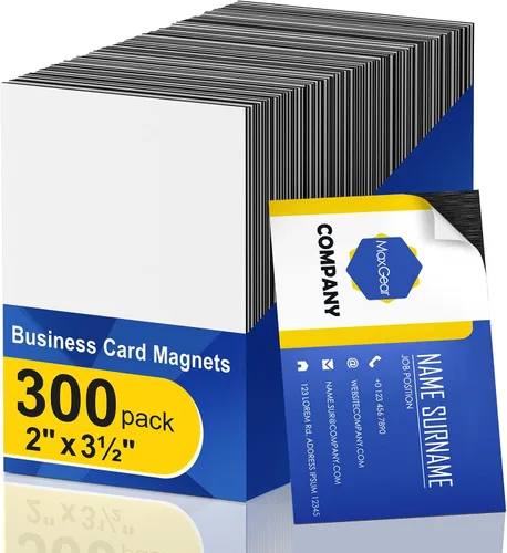 Vista 10 de MaxGear Paquete de 50 imanes para tarjetas de visita para despegar y pegar