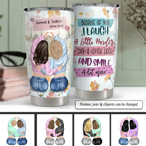 Vista 3 de SANDJEST Vaso Personalizado para Mejores Amigas Para Mis Mejores Amigas Vasos de 20oz 30oz con Tapa Regalo para Mejores Amigas Mujer Niña Amistad