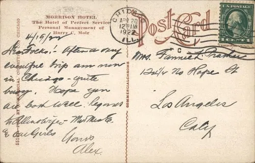 Vista 2 de Cameo Ball Room - Morrison Hotel Chicago, Illinois IL Original Antique Postcard