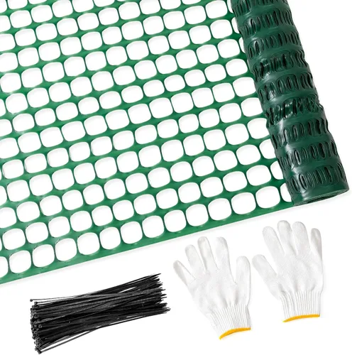 Vista 13 de PotatoLife Valla de seguridad de malla de plástico, 2 rollos de 4'x100' con 100 bridas, red temporal reutilizable para valla de jardín