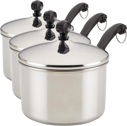 Vista 12 de Farberware Cacerola clásica de acero inoxidable con tapa, 1 cuarto de galón, plateado, 50000, 11.2"P x 6.3"An x 4.4"Al