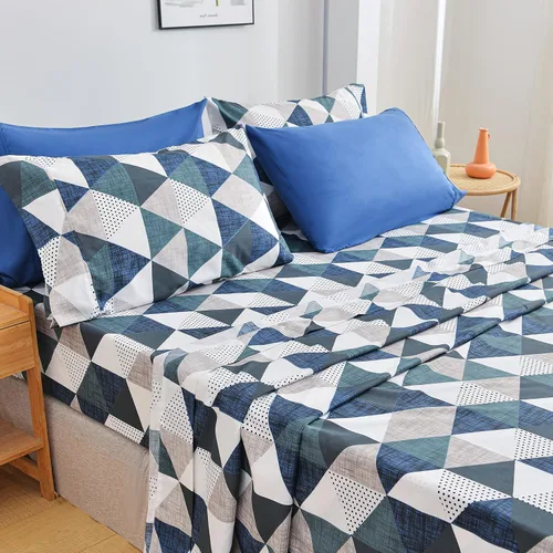 Vista 20 de American Home Collection - Juego de sábanas y fundas de almohada estampadas de 6 piezas, con 14 pulgadas de caída; sábanas de microfibra con doble