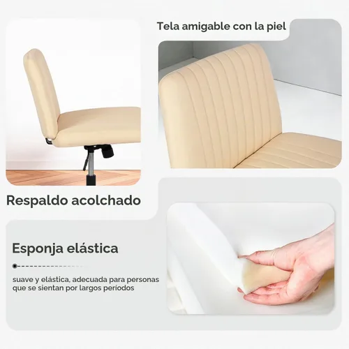 Vista 6 de PayLessHere Silla Criss Cross Ancha, Silla de Escritorio de Oficina sin Brazos, Silla de Tocador con Respaldo con Ruedas Giro 360, Altura Ajustable