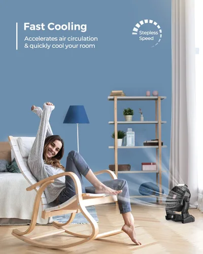 Vista 6 de JINLICTE Ventilador de camping con linterna LED, 36 horas 9 pulgadas, ventilador portátil recargable con batería con velocidad continua y funciona
