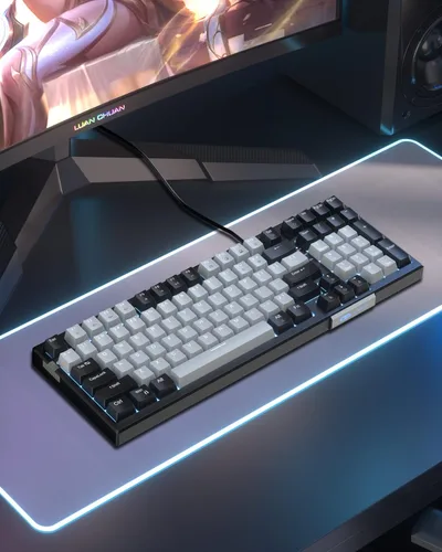 Vista 7 de Teclado mecánico compacto 80% para juegos, teclado mecánico intercambiable en caliente con teclado numérico e interruptores rojos, teclado