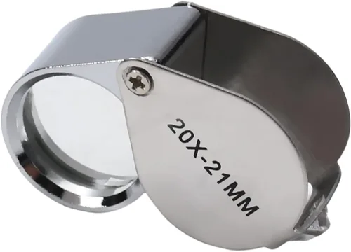 Vista 14 de Othmro Lupa 10X diámetro de lente 0.827 in silbato forma plegable joyería lupa lupa plata