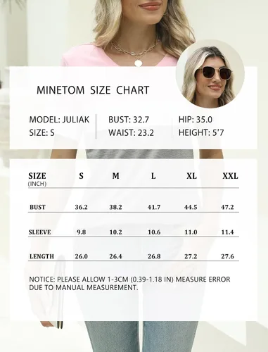 Vista 6 de Minetom Camisetas de manga corta con cuello en V para mujer, camisetas casuales de verano