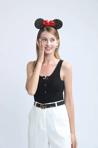 Vista 7 de FANYITY Mickey Ears, 2 diademas de Minnie Ears para fiesta de Navidad