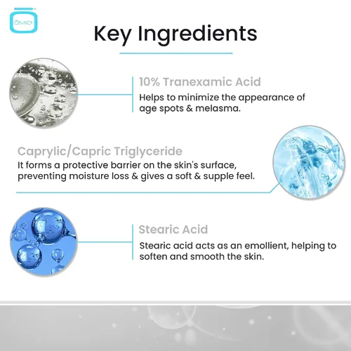 Vista 4 de OMIC Crema 10% de ácido tranexámico – 1 onza líquida / 1.0 fl oz – Crema iluminadora de la piel, reduce la apariencia de manchas oscuras, hidratante