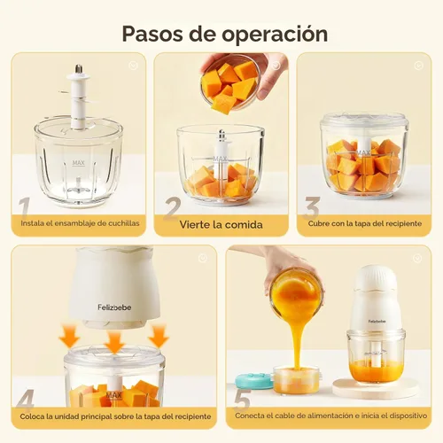 Vista 3 de Fabricante de Alimentos para Bebés, Juego Pequeño de Procesador de Alimentos para Bebés, Fruta, Verdura, Carne, Fabricante de Alimentos para Bebés