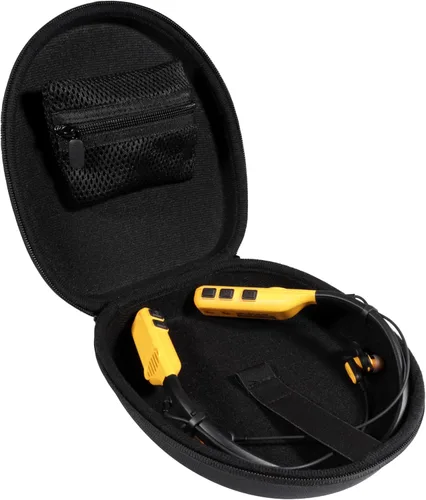 Vista 4 de Funda compatible con auriculares DEWALT con banda para el cuello y auriculares 2 en 1 con altavoces integrados (negro)