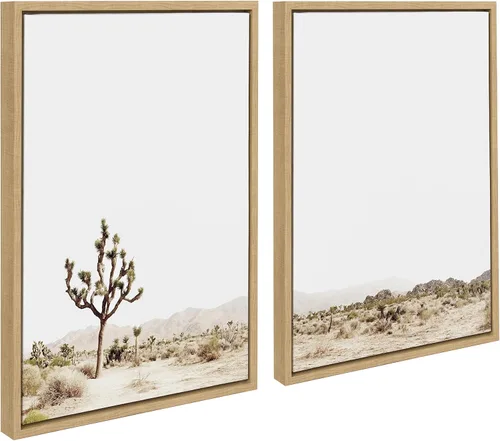 Vista 11 de Kate and Laurel Sylvie Lone Joshua Tree - Lienzo enmarcado para pared, diseño de Amy Peterson Art Studio, 18 x 40 pulgadas, natural, arte decorativo