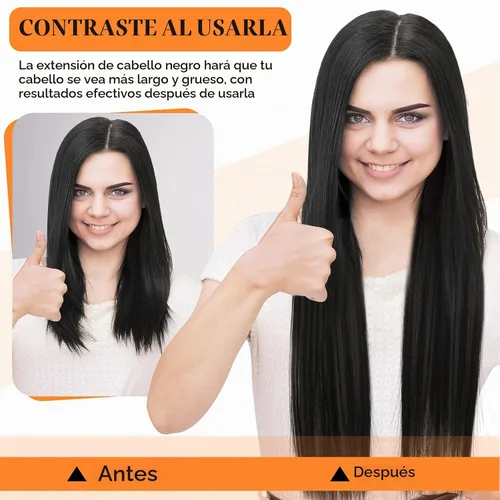 Vista 4 de Jexine 14 extensiones de cabello con clip de 24 pulgadas, extensiones de cabello largo y lacio, 9.17 oz, extensiones de cabello sintético suave