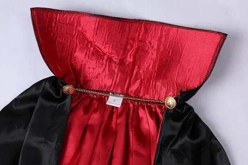Vista 6 de Conjunto de capa de murciélago de vampiro para niños, disfraz de fiesta de Halloween, vampiro medieval real