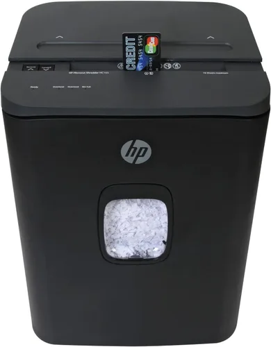 Vista 5 de HP - Trituradora de papel micro corte, capacidad de 16 hojas, diseño deslizante superior, cesta extraíble, trituración de alta seguridad, diseño
