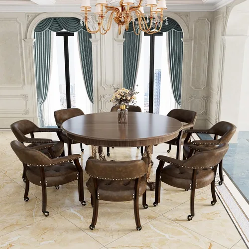 Vista 44 de Juego de 2 sillas de comedor con ruedas, poliuretano gris antiguo Gris (Antique Grey)
