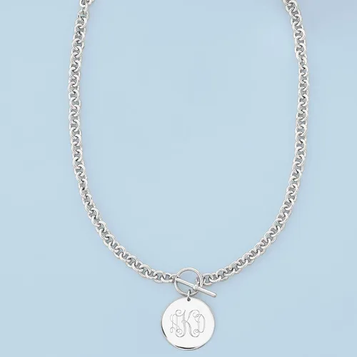 Vista 3 de Ross-Simons Italian Sterling Silver Personalized Disc Necklace
