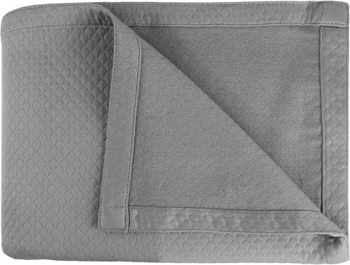 Vista 2 de Cotton Craft - Cobija térmica de sarga de punto espiga (100% algodón súper suave de alta calidad), Algodón, Diamond - Gris, gemelo