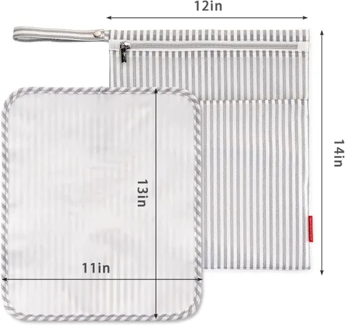 Vista 4 de Bolsa húmeda y seca BABEYER para almacenamiento de piezas de extractor de leche, bolsa impermeable para piezas de bomba con alfombrilla para mamás