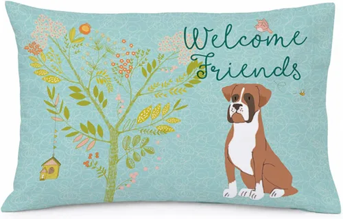 Vista 93 de Caroline's Treasures BB7625PILLOWCASE - Funda de almohada decorativa de tela con texto en inglés "Welcome Friends" Airedale Terrier estándar