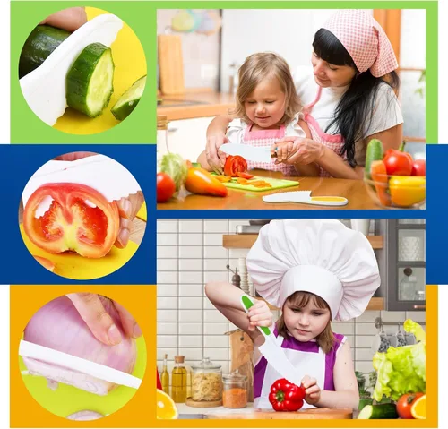 Vista 3 de Yeeammk Montessori - Juego de cuchillos para niños pequeños, 3 cuchillos seguros para niños para cocina real, juegos de cocina, herramientas