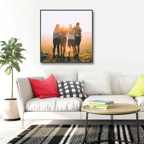 Vista 2 de SIGNFORD Lienzo enmarcado personalizado, arte de pared personalizado con fotos de tus amigos, impresas digitalmente, 16 x 16 pulgadas, marco negro