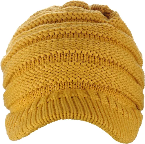 Vista 6 de C.C Gorro de punto trenzado cálido y grueso con visera