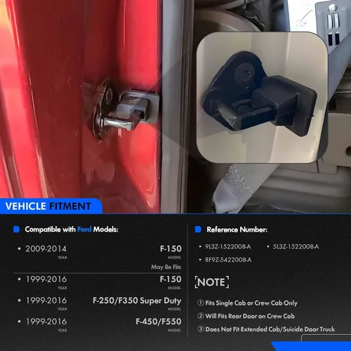 Vista 2 de Pasador de pestillo de cerradura de puerta mejorado con buje de goma - Compatible con Ford F-150 2009-2014 cabina sencilla o cabina de tripulación