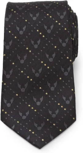 Vista 2 de Corbata de hombre de seda negra de Harry Potter Golden Snitch, Negro