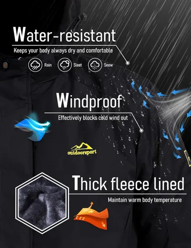 Vista 2 de MAGCOMSEN Chaqueta de esquí de invierno para hombre, chaquetas resistentes al agua y nieve, abrigos de forro polar cálido, para snowboard, trabajo