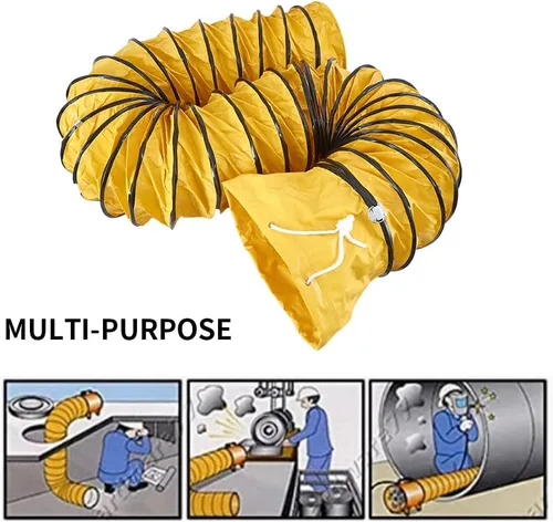 Vista 3 de Tubo flexible de PVC de 16 pies con gancho en S y soporte de acero HAVC para ventilador de 8 pulgadas ventilador y ventilador de escape