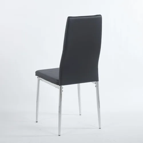 Vista 7 de Juego de 4 sillas, patas de color cromado, asiento negro