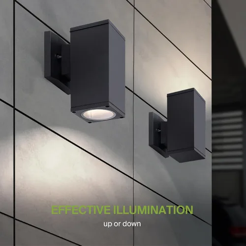 Vista 5 de ASD Lámpara de pared cuadrada para exteriores de 1 luz, enchufe de bombilla E26 de 60 W, 120 V, ETL, cilindro hacia arriba, luces LED