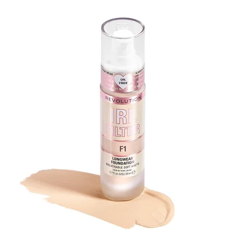 Vista 8 de Revolution IRL Filter Longwear Foundation, F7 Fórmula suave y transpirable, cobertura media a completa, acabado mate, vegano y libre de crueldad