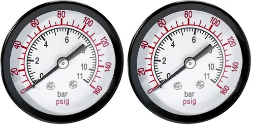 Vista 5 de Beduan Medidor de presión de aire para compresor de aire 2 "Dial central de montaje trasero, 1/4" NPT, 0-100 Psi