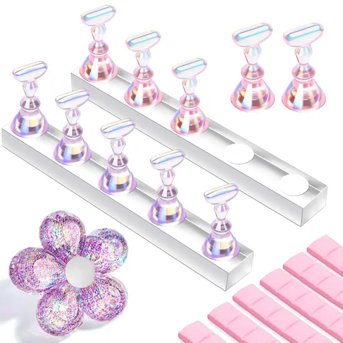 Vista 16 de Makartt Soporte de uñas para uñas a presión, práctica de pintura artística, soporte magnético para pintar uñas, soporte para diseños de uñas
