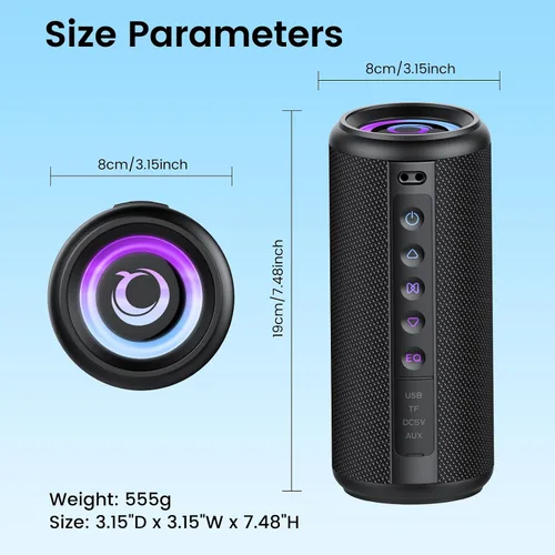 Vista 8 de Altavoz Bluetooth portátil, altavoz inalámbrico de 20W con sonido estéreo Negro